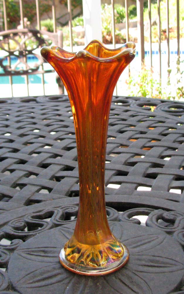 Imperial Morning Glory Marigold Carnival Glass Vase Circa 1920s 7423