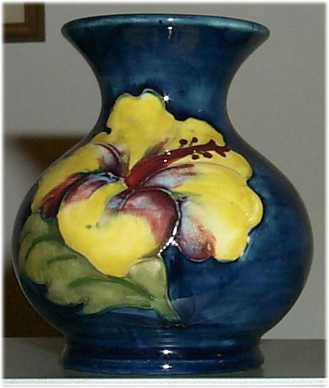 Moorcroft Hibiscus, Cobalt Vase