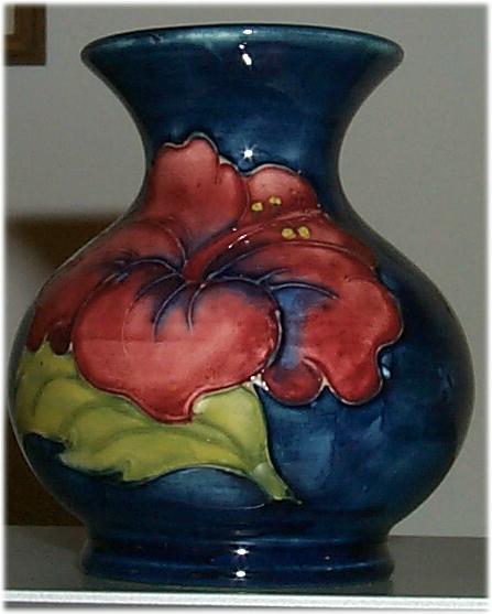 Hibiscus, cobalt vase side b