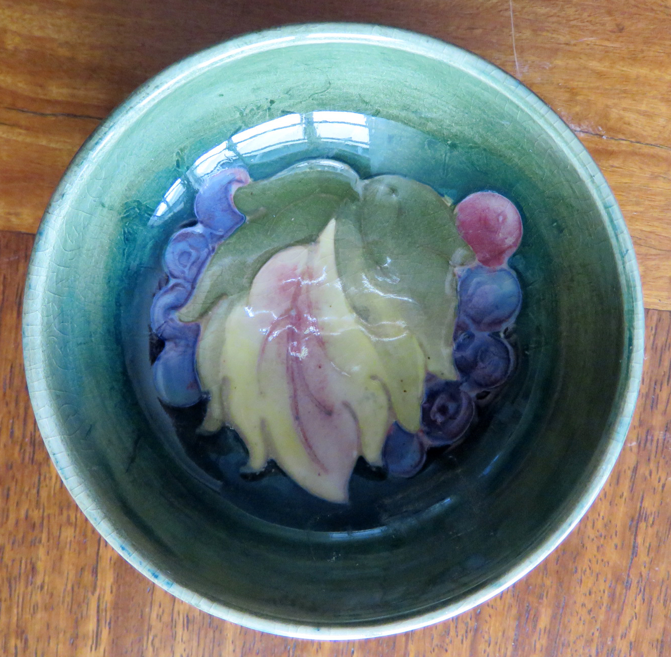 Moorcroft Leaf and Berry green footed mini bowl