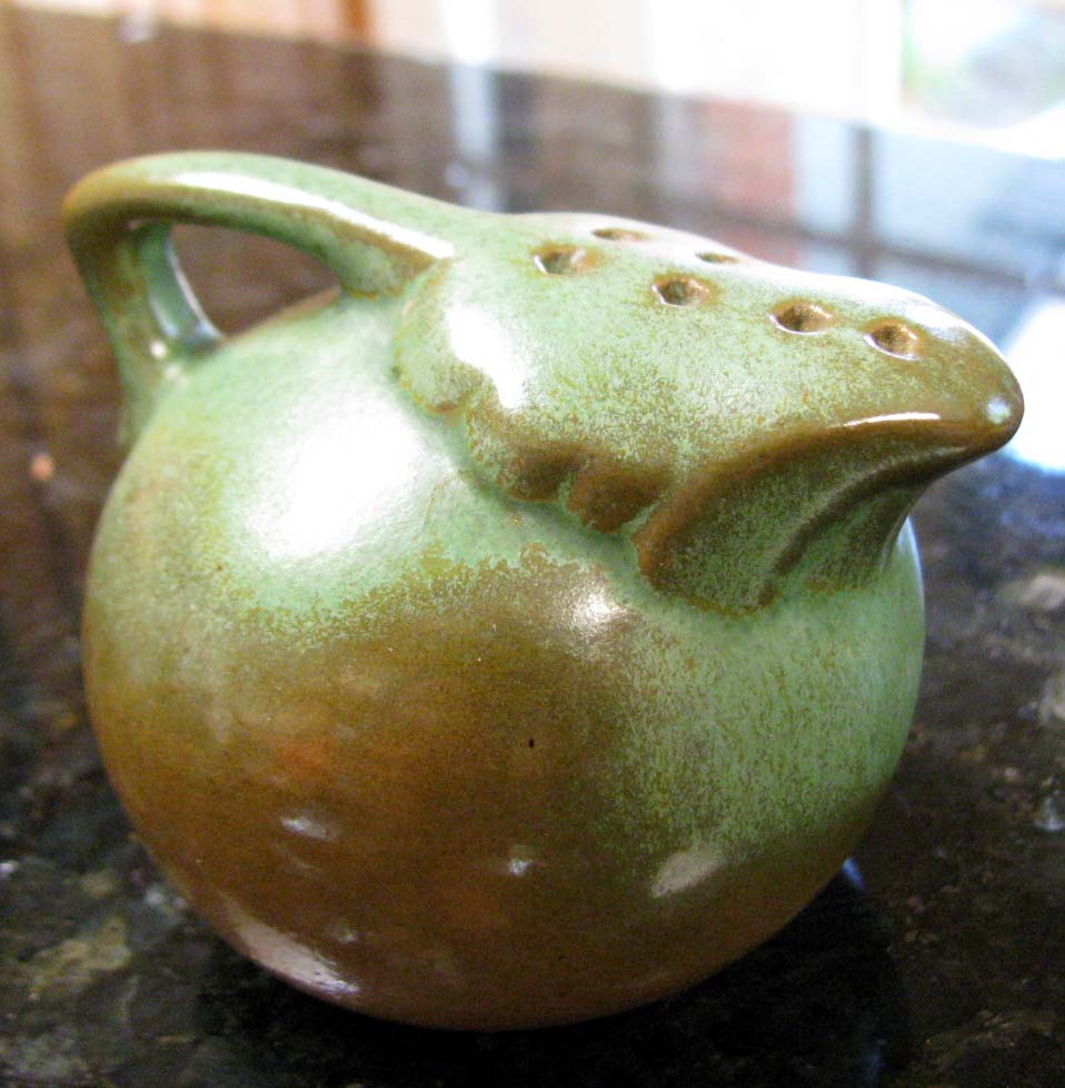 Frankoma 87H BALL Pepper Shaker*Praire Green*ADA Clay*1940s 50s