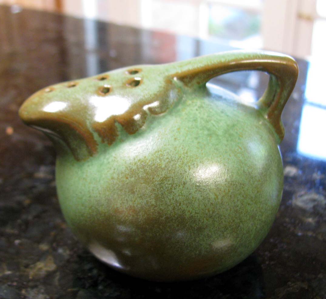 Frankoma 87H BALL Pepper Shaker*Praire Green*ADA Clay*1940s 50s