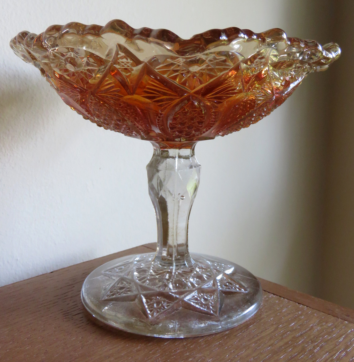 Lancaster Orizaba US Glass Hobstar Band Marigold Honey Amber Compote ...