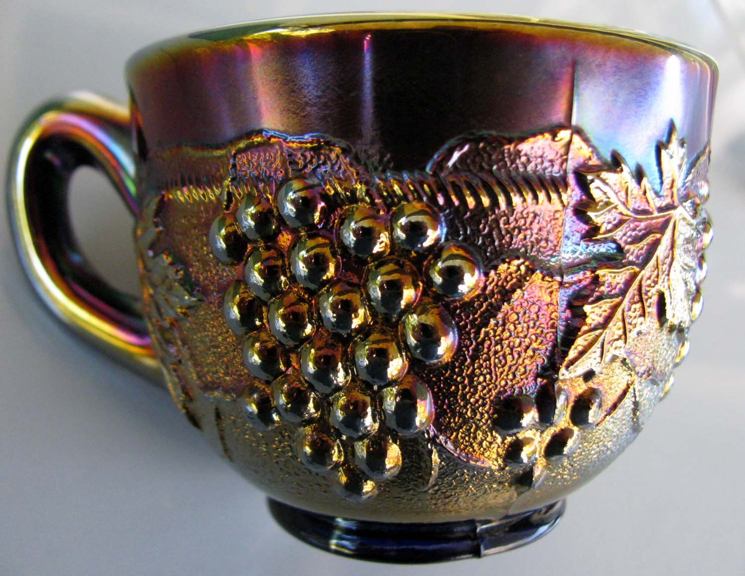 Stippled Grape and Cable Blue Northwood Punch Cup circa 1908