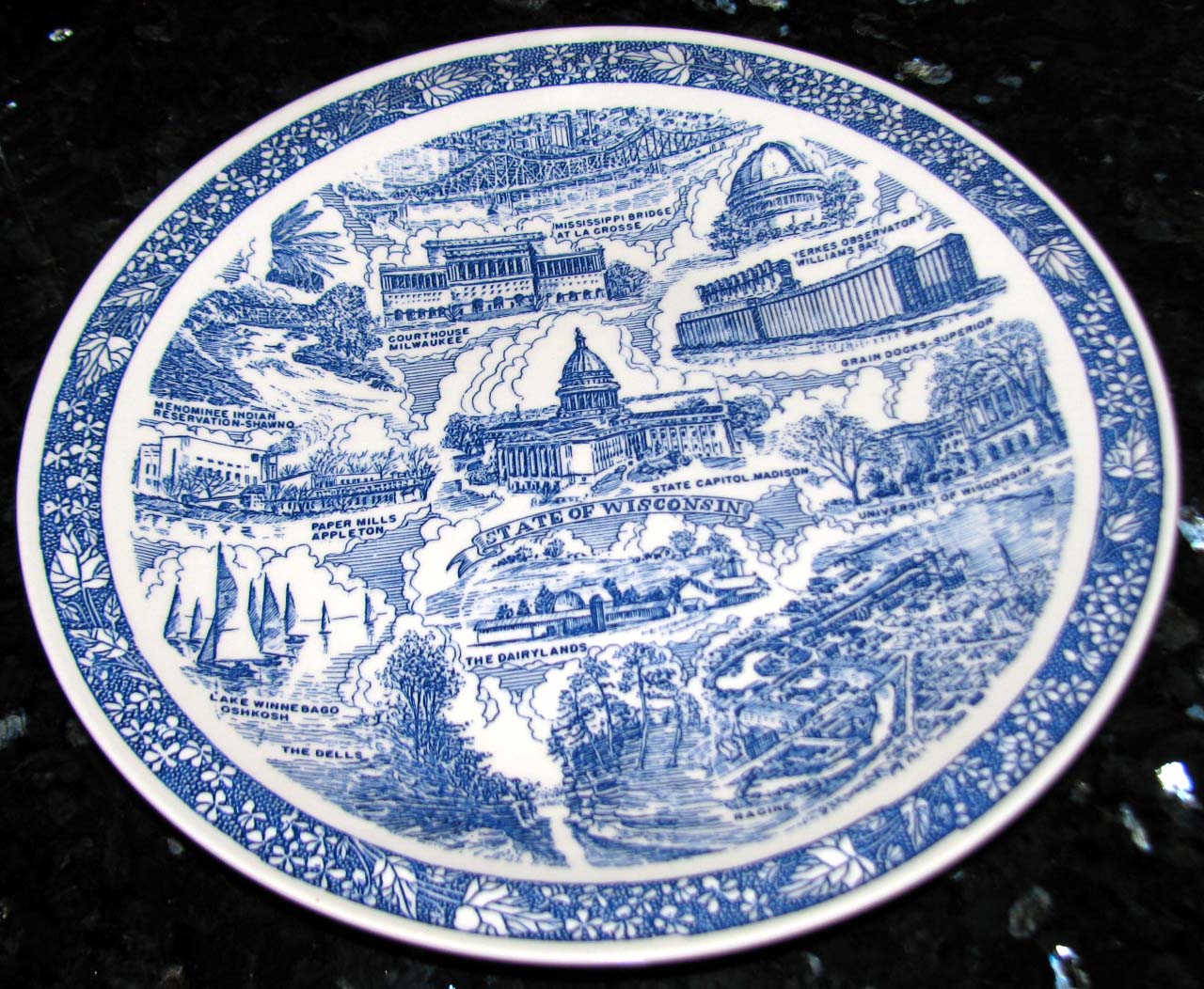 Wisconsin 1940s Vernon Kilns Pottery Ultra Blue Plate